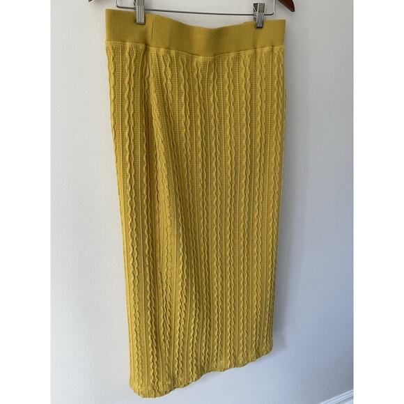 Ashley Stewart Cable Knit Skirt Nugget Gold Size 34-36 Relaxed Fit Stretch - Picture 8 of 10